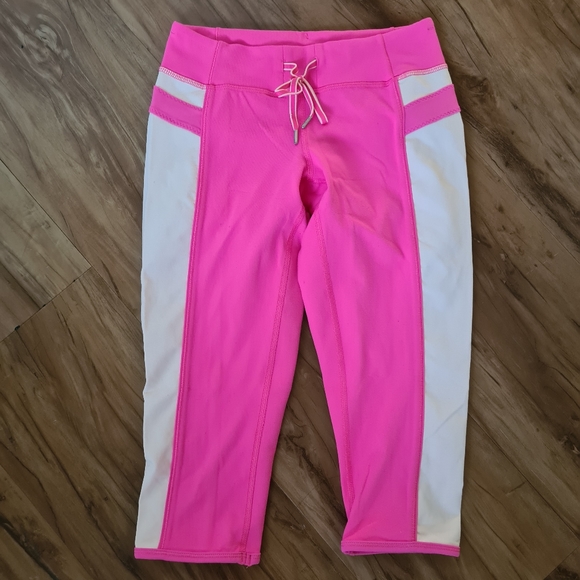 lululemon athletica Pants - Lululemon Can2 Au 6 Pink White Activewear 3/4 Tights | Exercise Workout Leggings